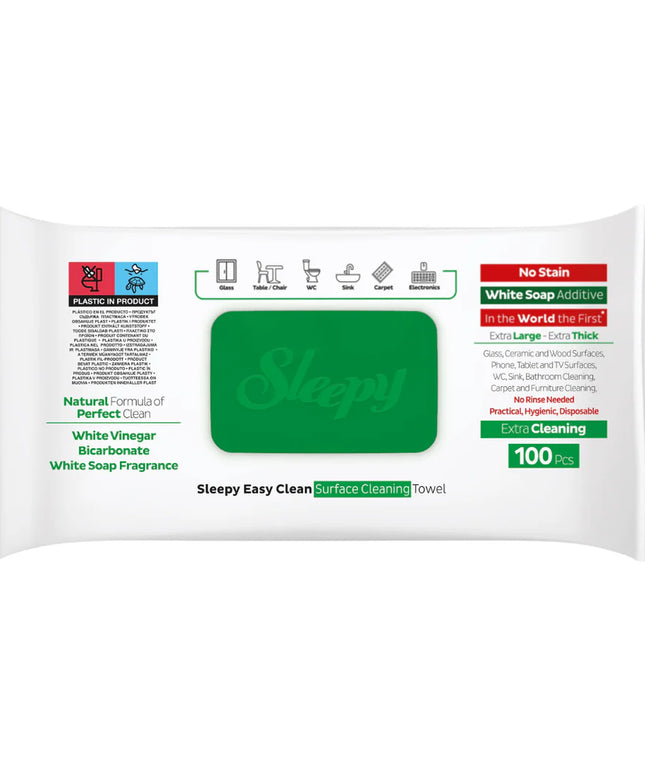 Șervețele Umede Multisuprafețe cu Bicarbonat & Oțet – Sleepy Easy Clean, 100 buc