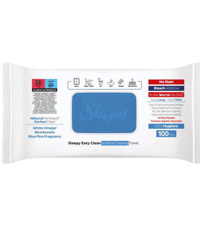 Șervețele Umede Multisuprafețe cu Oțet & Bicarbonat – Sleepy Easy Clean Bleach Additive, 100 buc