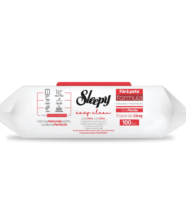 Șervețele Umede Multisuprafețe cu Oțet & Bicarbonat – Sleepy Easy Clean Cherry Blossom, 100 buc